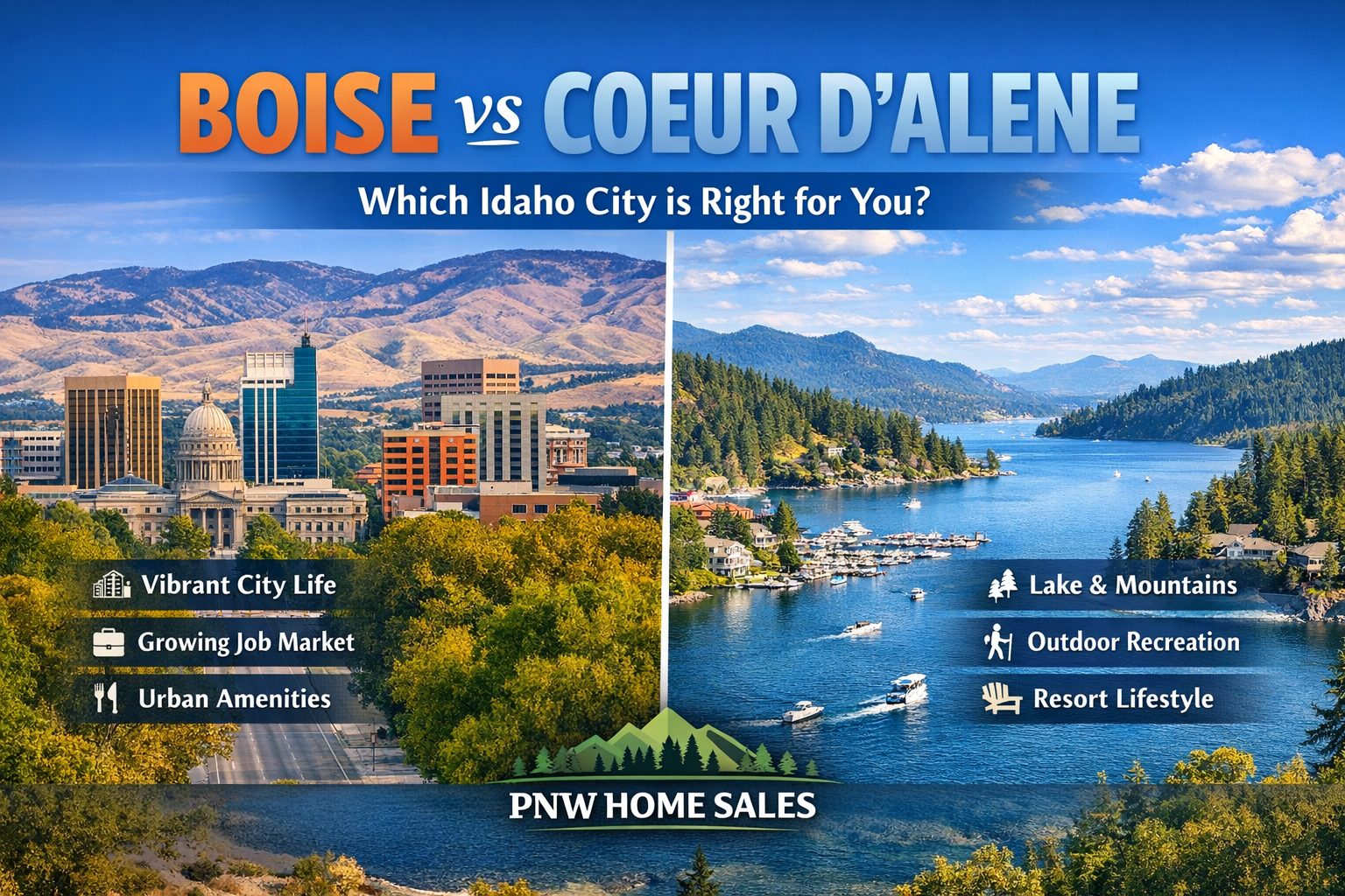Boise vs Coeur d'Alene, Idaho | Which area fits your lifestyle goals?