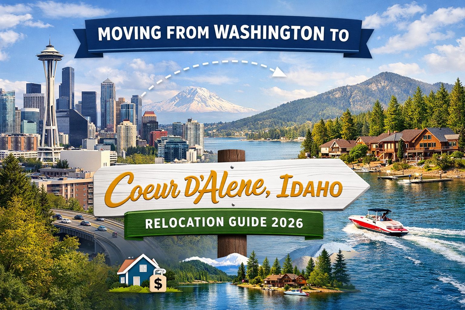 Seattle to Coeur d’Alene Idaho lifestyle comparison showing city living versus lakefront North Idaho lifestyle