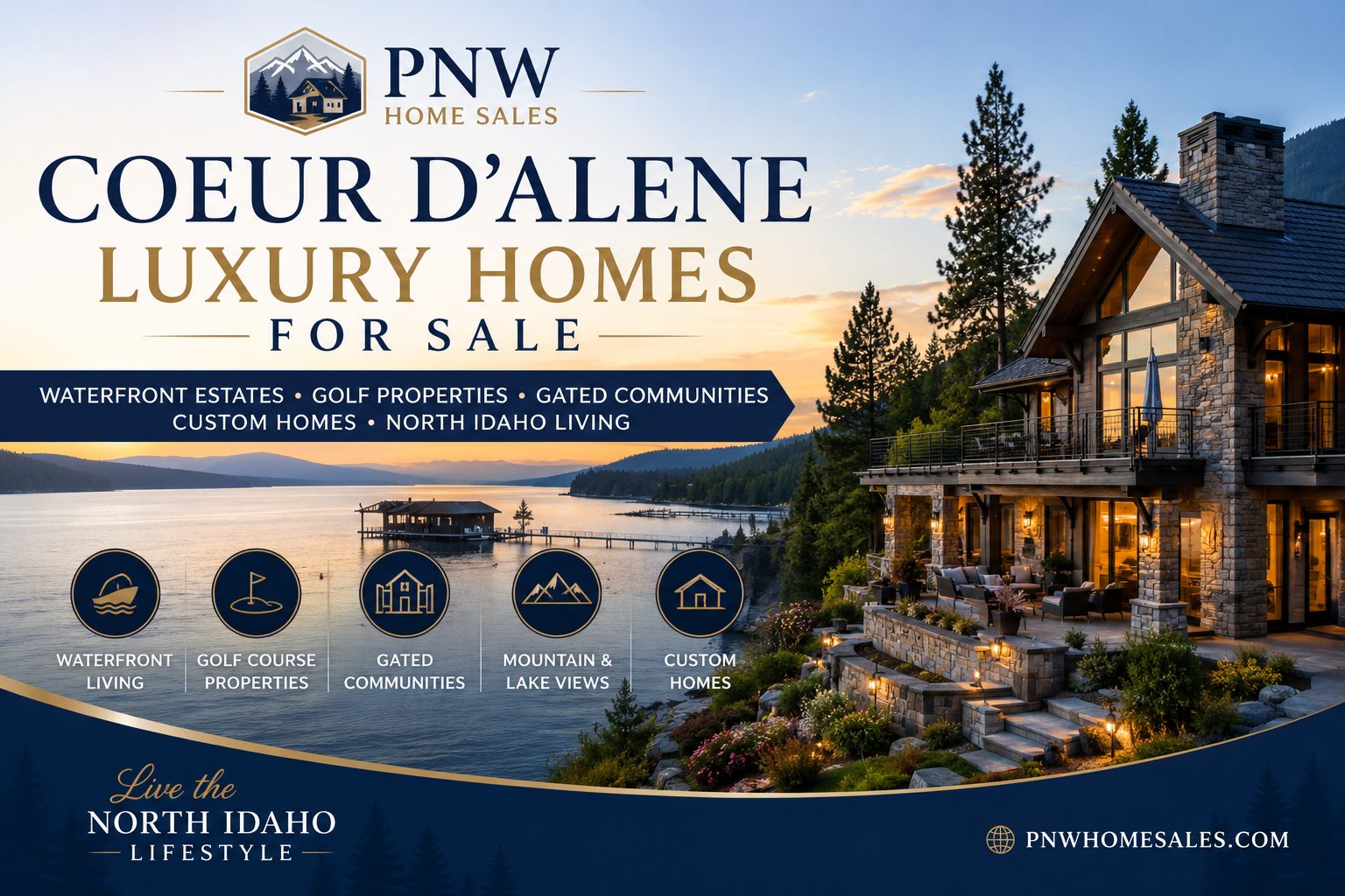 Coeur d’Alene luxury homes for sale with waterfront estates, upscale neighborhoods, and North Idaho luxury living