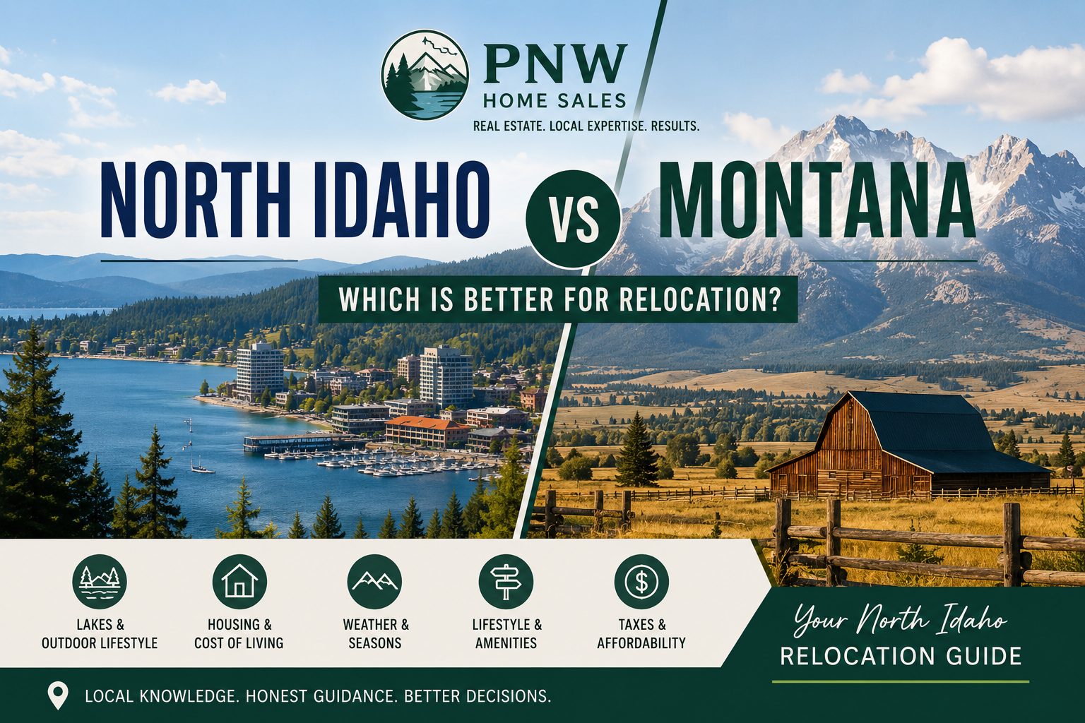 North Idaho versus Montana relocation guide 2026 comparing lifestyle, housing, outdoor recreation, and cost of living