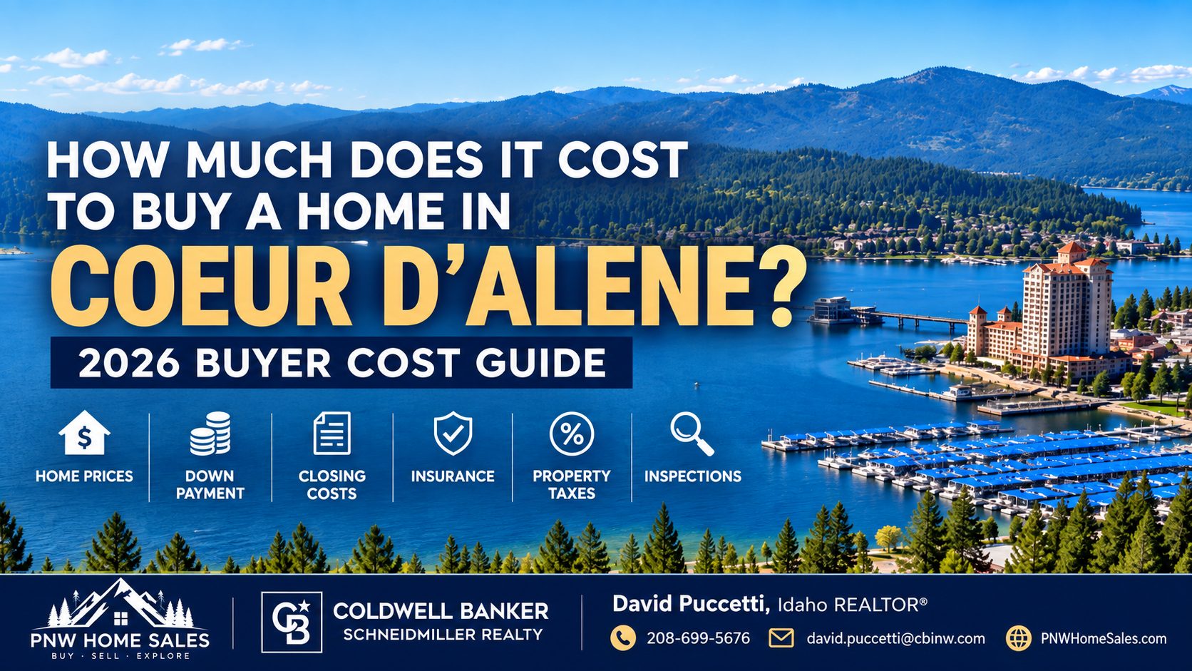 Cost to buy a home in Coeur d’Alene Idaho in 2026 including home prices, down payments, closing costs, mortgage expenses, property taxes, and insurance