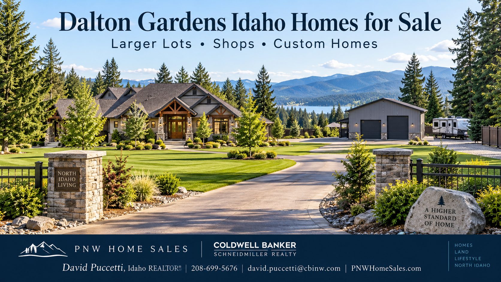 Dalton Gardens Idaho homes for sale featuring larger lots, homes with shops, custom homes, acreage, and North Idaho real estate