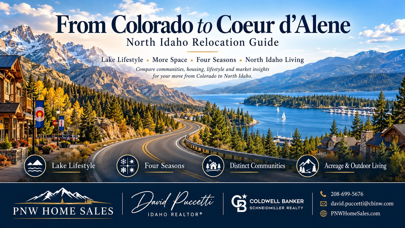 Moving from Colorado to Coeur d’Alene Idaho relocation guide covering housing, cost of living, taxes, climate, communities, and North Idaho lifestyle