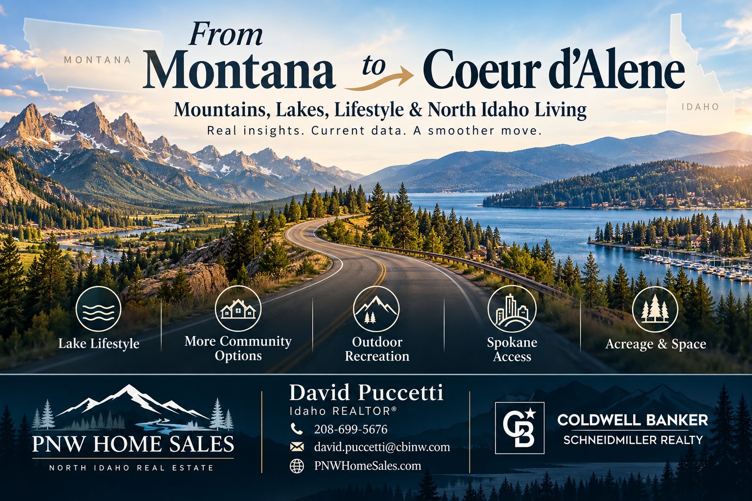 Moving from Montana to Coeur d’Alene Idaho relocation guide covering housing, cost of living, taxes, climate, communities, and North Idaho lifestyle